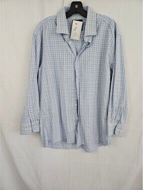 Tattersall London Men's LS Button-Up Shirt Blue & White XL